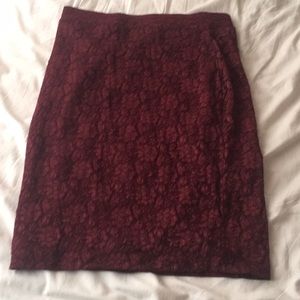 Red skirt floral lace